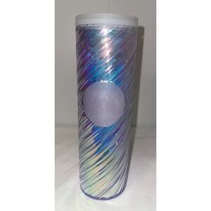 Starbucks 2022 Christmas Holiday White Iridescent Textured Tumbler‎ 16oz New